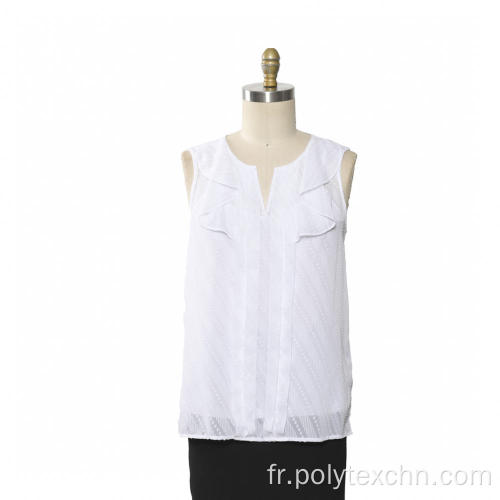 Blouse pour dames en mousseline de soie à pois avec gilet intérieur